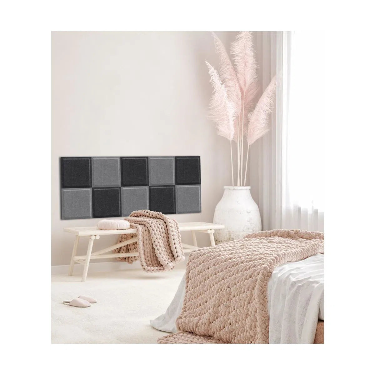 SQUARE BOLD Felt Panel - BLACK - DecorMania.eu